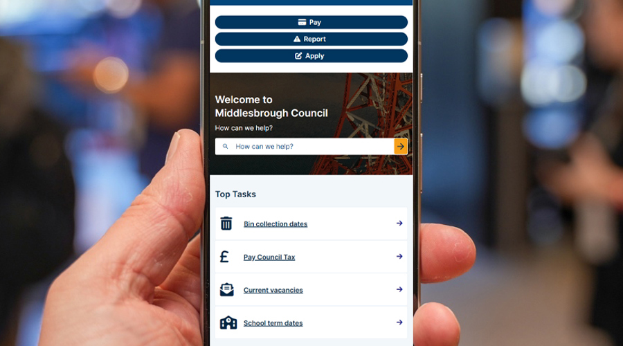 Council website on mobile phone