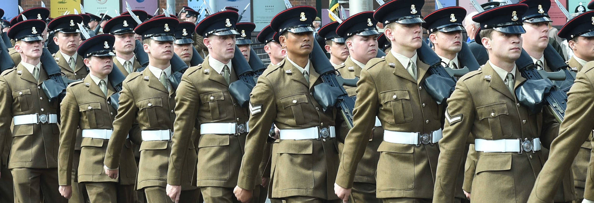 Soldiers from the Yorkshire Regiment marching