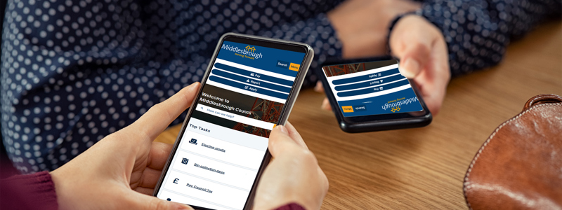 Middlesbrough council website on a mobile phone