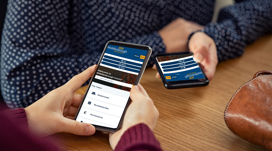 Middlesbrough council website on a mobile phone