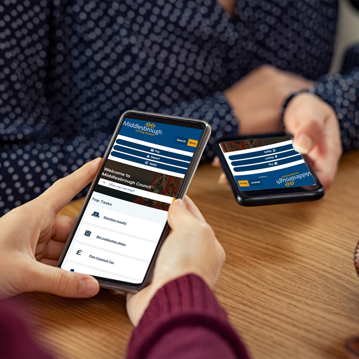 Middlesbrough council website on a mobile phone