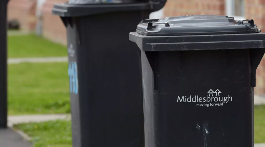 Bins on a street in Middlesbrough