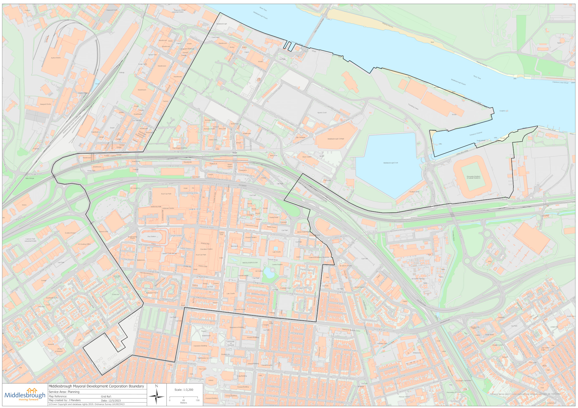 Map showing the MDC area boundary