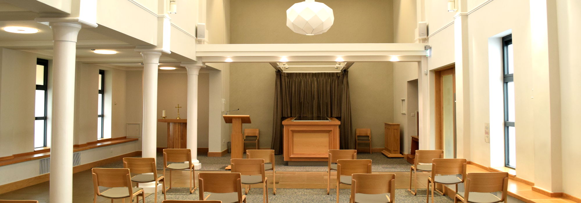 The modern interior of St. Hilda's Chapel